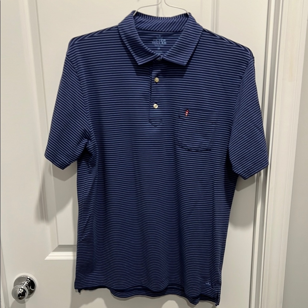 Peter Millar  Men's Blue Striped Polo Shirt harbor town golf links